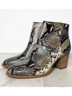 Madewell Rosie Snake Print Heeled Booties 7 1/2